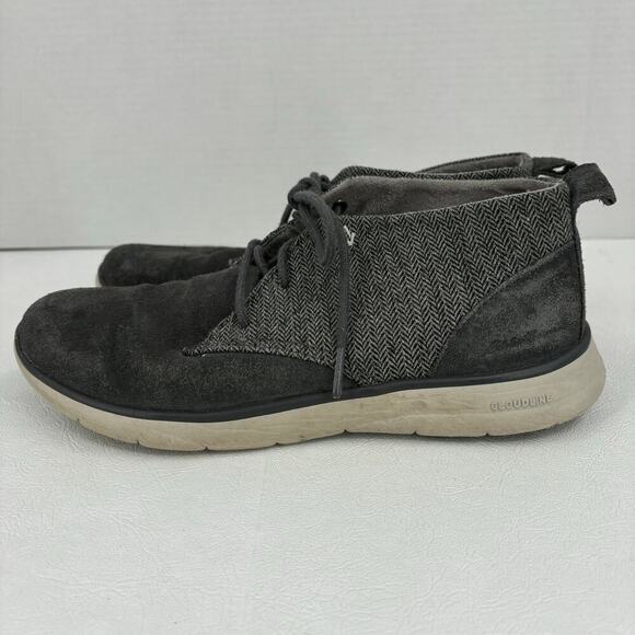Eddie Bauer Atlas Cloudline Chukka Ankle Boots Gray Suede and Herringbone Size 8 - Picture 4 of 9